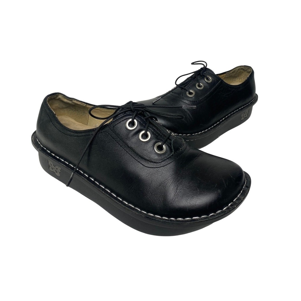 Alegria Black Leather Lace Up Rocker Bottom Shoes Womens Size 36/ US 6-6.5 - Picture 4 of 8